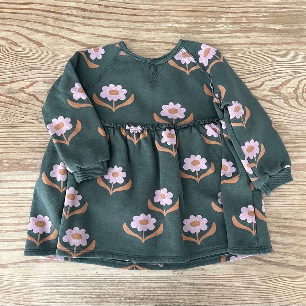 Little Co. Floral Green Tunic Sweatshirt Dress